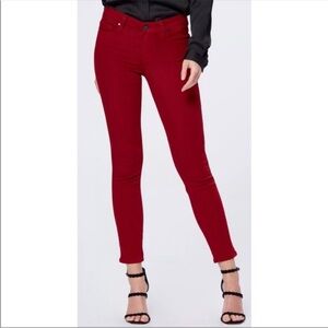 PAIGE Verdugo Ankle Jeans in Maroon Rose (Red) Sz 26 with MEASUREMENTS!